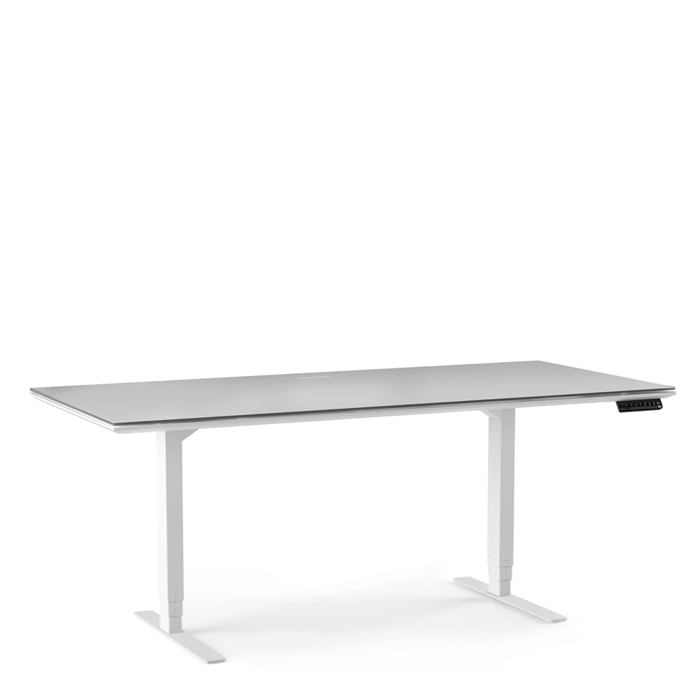 BDI센트로리프트스탠딩데스크 Centro 6451-2 Lift Standing Desk Satin White/Grey Glass
